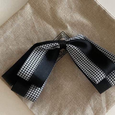 Französisch Vintage Hahnentritt Schleife Haarklammer Für Damen Große Plaid Schleife Federclip Elegant Stoff Haarschmuck