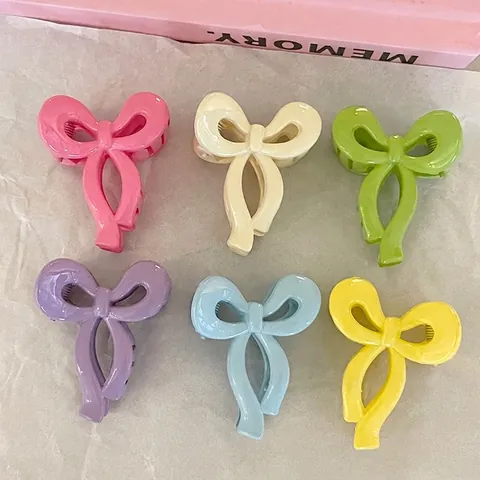 Süße Bonbonfarben Acryl Schleife Haarklammer Kleine Band Pony Clip Für Damen Mode Handgefertigte Haarschmuck