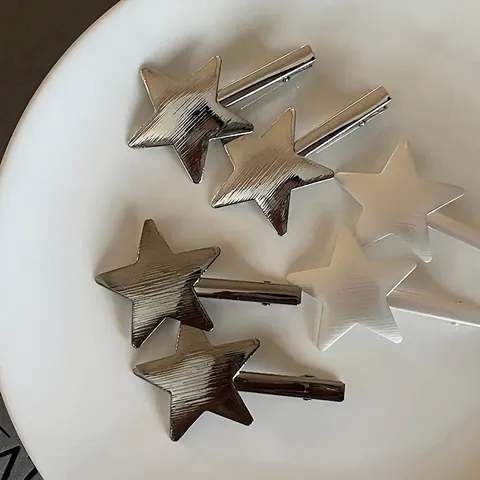 Fermaglio per Capelli a Stella in Lega Minimalista da Donna Forcina a Pentagramma in Metallo Spazzolato Accessori per Capelli