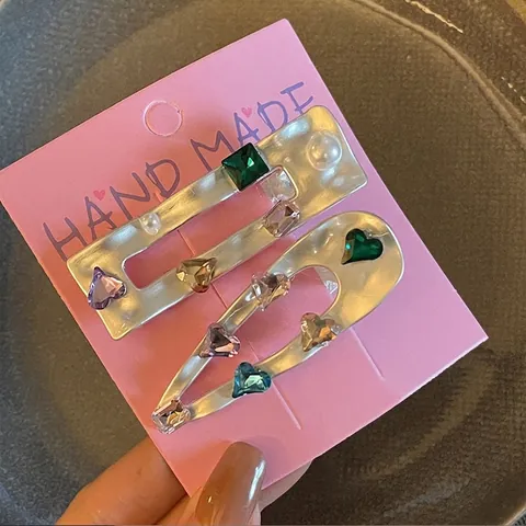 Molletta per Capelli in Lega con Zirconia Colorata e Strass Clip Laterale per Frangia in Argento con Künstliche Perle Gioielli Donna