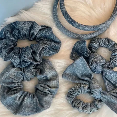 Cerchietto con Fiocco in Tessuto Denim Vintage per Donna Fascia per Capelli con Texture Snow Wash Retro Accessori per Capelli Fatti a Mano