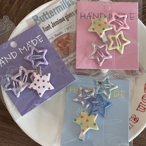 Graziosi Fermagli per Capelli a Stella a Pois Motivo Marmorizzato Fermagli BB per Ragazze Bambini Accessori per Capelli Piccola Forcina