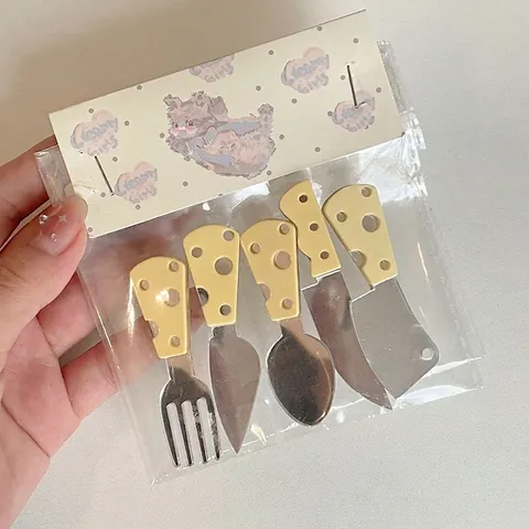 Süße Käsegriff Besteck Form Haarspange Neuheit Harz Legierung Messer Gabel Löffel Entenschnabelklemme Kreative Haarschmuck