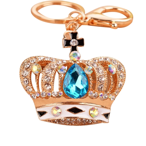 Lussuoso Squisito Portachiavi a Corona di Cristallo Per Donna Lega di Zinco Strass Ciondolo Per Borsa Elegante Anello Portachiavi