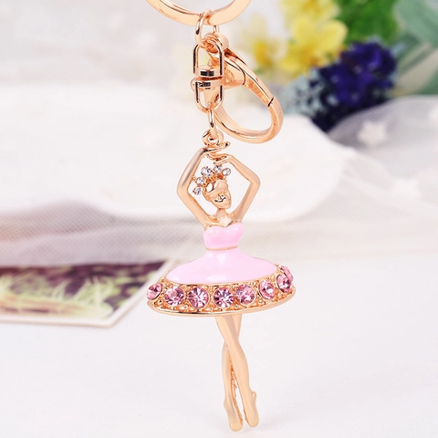 Eleganter Ballerina Mädchen Schlüsselanhänger Legierung Strass Emaille Tanzendes Mädchen Anhänger Für Damen Tasche
