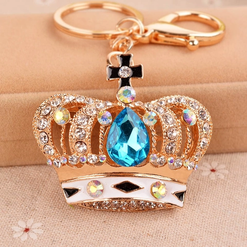 Lussuoso Squisito Portachiavi a Corona di Cristallo Per Donna Lega di Zinco Strass Ciondolo Per Borsa Elegante Anello Portachiavi