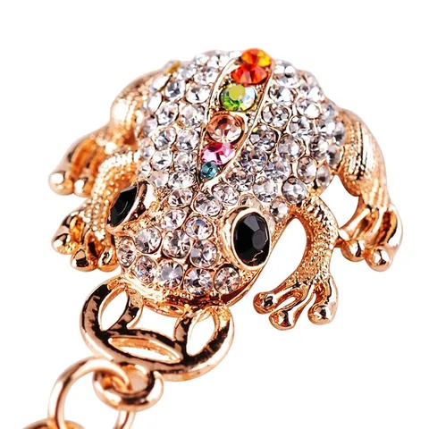 Vintage Vergoldeter Geldkröte Schlüsselanhänger Mit Funkelnden Strasssteinen Glücksfrosch Taschenanhänger Schmuck Geschenk