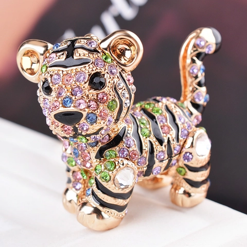 Portachiavi in Metallo Tigre con Strass in Lega Intarsiato Strass Tigre Borsa Pendente Accessori per Donna Regalo Creativo