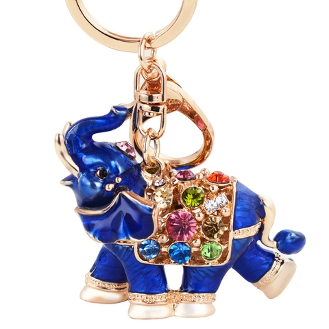 Thailand-Stil Elefanten Schlüsselanhänger Zinklegierung Emaille Tropföl Bunte Strass Tasche Charme Anhänger Schmuck Geschenk