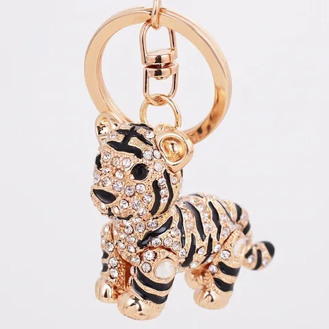 Portachiavi in Metallo Tigre con Strass in Lega Intarsiato Strass Tigre Borsa Pendente Accessori per Donna Regalo Creativo