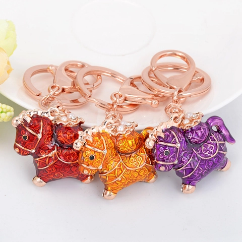 Chinese Style Enamel Horse Keychain Zinc Alloy Rhinestone Artificial Pearl Lucky Zodiac Animal Bag Pendant Gift For Women