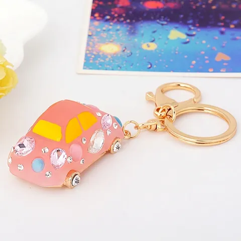 Strass Käfer Auto Schlüsselanhänger Süß Metall Legierung Auto Form Schlüsselring Tasche Charme Für Damen Mädchen Schmuck Geschenk