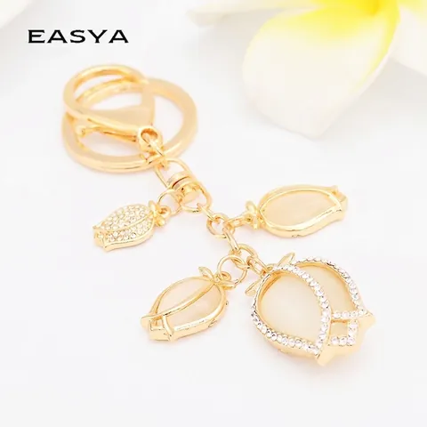 Portachiavi a Forma di Fiore di Tulipano in Lega di Zinco Stile Coreano Con Ciondolo per Borsa in Resina Strass Regalo Donna