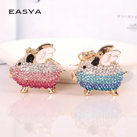 Portachiavi Maiale Volante in Lega con Strass e Ali Ciondolo Carino Cartone Animato Animale Ornamento Borsa Regalo Donna Bambini