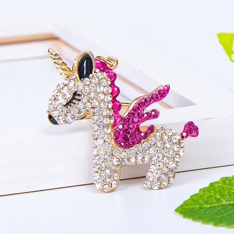 Portachiavi Unicorno Volante con Strass Ciondolo Ali in Lega di Zinco Accessorio Borsa per Donna Ragazza Gioielli di Moda