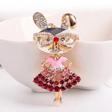 Portachiavi in Metallo con Strass a Forma di Ragazza Coniglio Ciondolo a Forma di Coniglio Cartone Animato Gioielli Donna