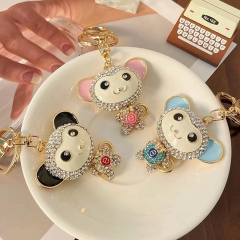 Portachiavi con Scimmia di Cartone Animato Creativo in Lega di Zinco Smalto Ciondolo Animale Ciondolo per Borsa Regalo Donna