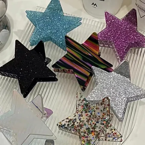 Molletta per Capelli a Forma di Stella Y2K per Donna Moda Geometrica in Tessuto Clip a Squalo Accessori per Capelli Stella Estetici