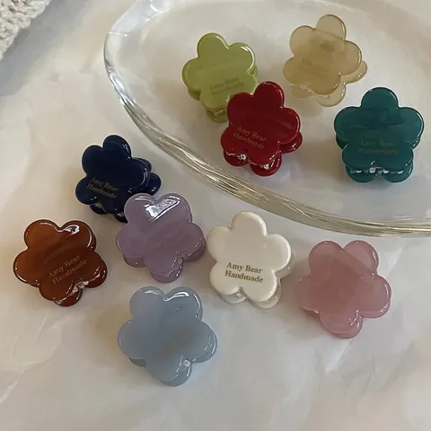 Mini Pinza para el Pelo de Acetato con Flor Textura de Gelatina Pequeña Pinza Floral para Mujer Accesorio para el Cabello