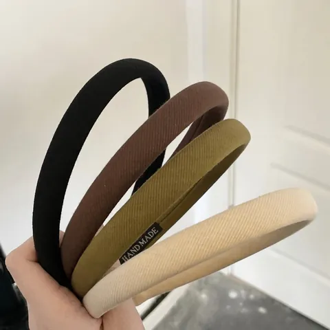 Diadema Acolchada de Estilo Coreano para Mujer Color Sólido Tela de Sarga Con Etiqueta Hecha a Mano Accesorios para Pelo