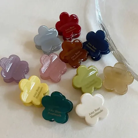 Mini Pinza para el Pelo de Acetato con Flor Textura de Gelatina Pequeña Pinza Floral para Mujer Accesorio para el Cabello