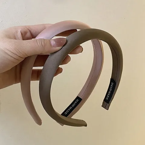 Elegante Diadema Acolchada de Satén de Color Sólido para Mujer Hecha a Mano Moda Conmutar Tapa Craneal Alta Aro para el Pelo Accesorios para el Pelo