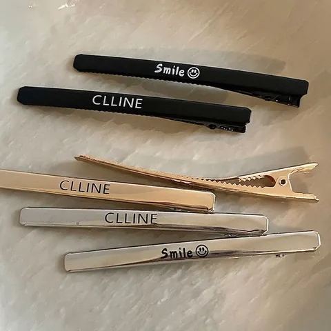 Molletta per Capelli in Tessuto Metallico di Lusso Con Alfabeto e Sorriso Per Donna Clip a Becco d'Anatra Geometrica