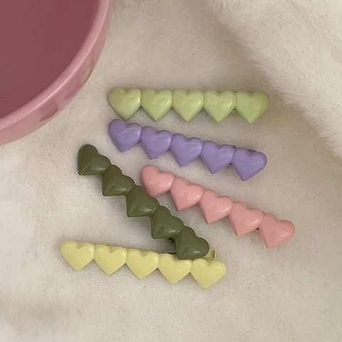 Macaron Color Heart Hair Clips Alloy Resin Cute Side Bangs Clips For Women Girls Fashion Sweet Hair Accessories