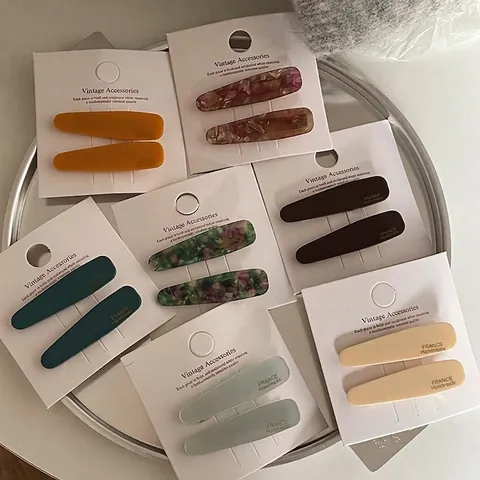 French Acetate Hair Clips Candy Color Rectangle Hairpins Vintage Handmade Barrettes For Women Fashion Hair Accessories