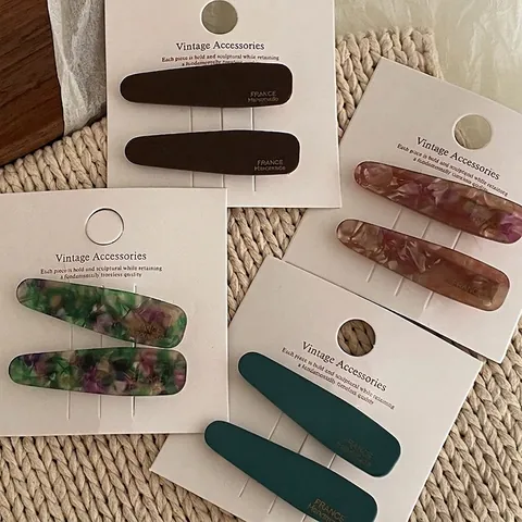 French Acetate Hair Clips Candy Color Rectangle Hairpins Vintage Handmade Barrettes For Women Fashion Hair Accessories