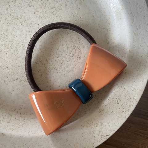 Elegante Goma de Pelo con Lazo de Acetato para Mujer Color de Contraste Soporte de Coleta de Alta Elasticidad Accesorio Hecho a Mano