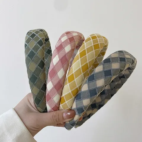 Cerchietto a Rombi Vintage con Imbottitura in Spugna per Donna Fatto a Mano in Tessuto Estetico Accessori per Capelli Pendolare