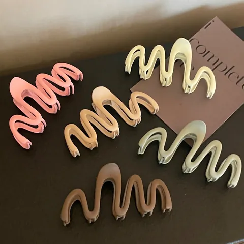 Pinza per Capelli a Squalo in Lega Opaca Vintage a Forma di Onda Grande Artiglio per Capelli Opaco Geometrico per Donna Stile Quotidiano