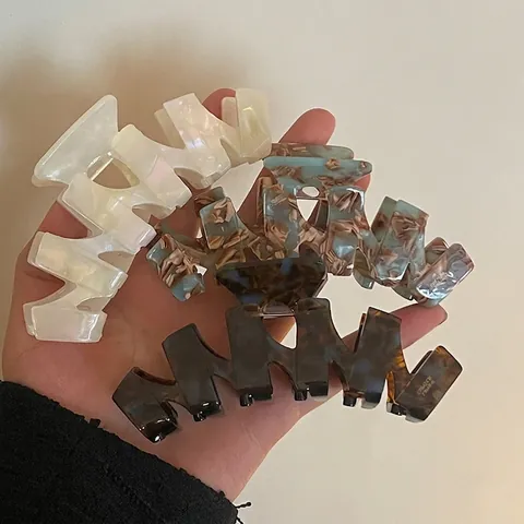 Pince à Cheveux en Acétate Style Français Grande Pince Requin Élégante Texture Marbre Léopard pour Femmes Accessoires Cheveux