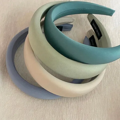 Women Fashion Padded Headband Solid Color Sponge Puffy Hairband Handmade Satin Fabric Hair Accessories Elegant Headwear