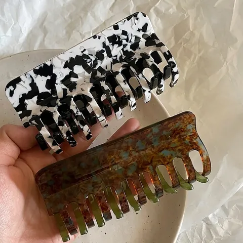 Franse Acetaat Grote Haarklem Multicolor Marmerpatroon Haaienclip Voor Vrouwen Vintage Olieverfstijl Haarstyling Accessoires