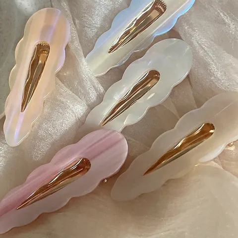 Vintage Acetate Wavy Edge Hair Clip French Pearlescent Cloud Duckbill Side Clip Minimalist Acrylic Hair Accessory For Women