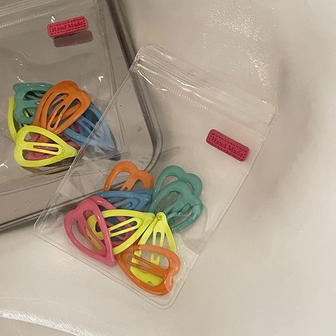 Süße Macaron Farbe Herzförmige Metall BB Haarklammern Set Für Mädchen Kinder Handgefertigt Lackiert Kleine Haarnadeln Haarschmuck