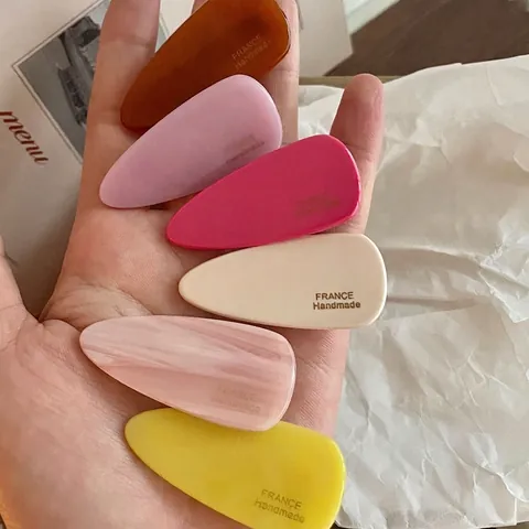 Pinza de Pelo de Pico de Pato Color Crema Minimalista Para Mujer Moda Forma de Lágrima Horquilla Hecha a Mano Accesorio Geométrico
