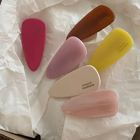Pinza de Pelo de Pico de Pato Color Crema Minimalista Para Mujer Moda Forma de Lágrima Horquilla Hecha a Mano Accesorio Geométrico