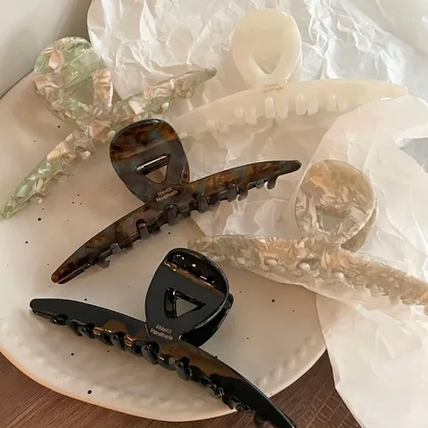 Γαλλικό Μινιμαλιστικό Μεγάλο Κλάμερ Μαλλιών από Οξική Κυτταρίνη Χειροποίητο Μοτίβο Μαρμάρου Ταρταρούγα Αξεσουάρ Μαλλιών