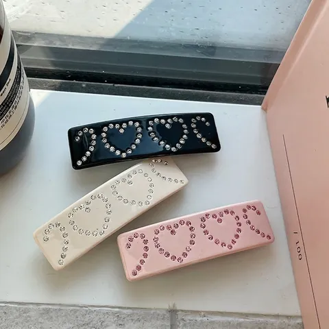 Fermaglio per Capelli a Cuore in Acetato con Strass Stile Y2K Dolce Fermaglio Laterale Accessorio per Capelli per Donna
