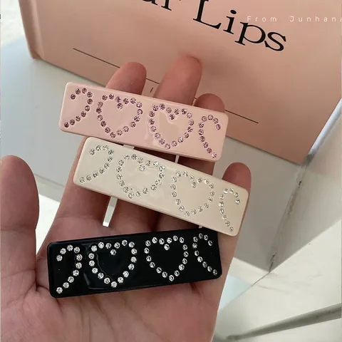 Fermaglio per Capelli a Cuore in Acetato con Strass Stile Y2K Dolce Fermaglio Laterale Accessorio per Capelli per Donna