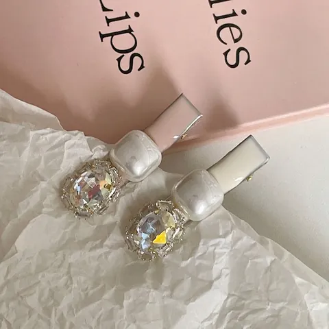 Elegante Fermaglio per Capelli con Smalto Strass e Perla Artificiale per Donna Clip a Becco d'Anatra Vintage Gioiello Capelli