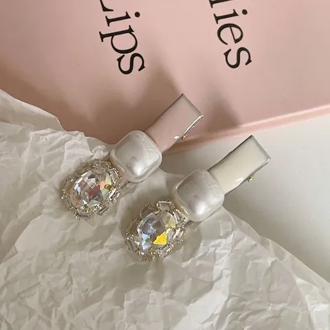 Elegante Fermaglio per Capelli con Smalto Strass e Perla Artificiale per Donna Clip a Becco d'Anatra Vintage Gioiello Capelli