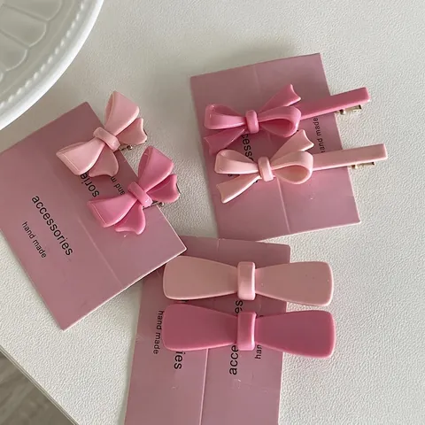 Pince à Cheveux Nœud Rose Doux Acrylique Résine Bec de Canard pour Femmes Filles Mode Géométrique Accessoires de Cheveux