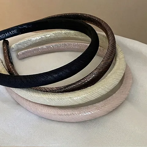 French Style Elegant Satin Fabric Thin Headband For Women Glossy Twill Texture Handmade Padded Hair Hoop Daily Hair Accessories