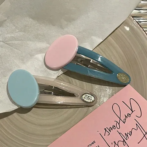 Pinza para el Cabello BB Ovalada de Acrílico Retro Colorida Geométrica Horquilla Lateral Accesorios de Moda para el Cabello