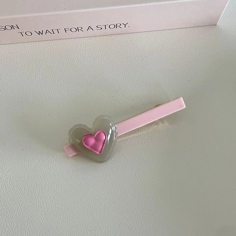 Pinza para el Pelo Corazón de Diamantes de Imitación en Color de Contraste Dulce Pinza de Pico de Pato para Mujer Accesorio de Moda
