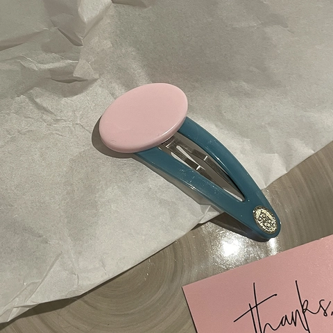 Pinza para el Cabello BB Ovalada de Acrílico Retro Colorida Geométrica Horquilla Lateral Accesorios de Moda para el Cabello